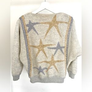 Vintage 80s white silver gold wool sweater